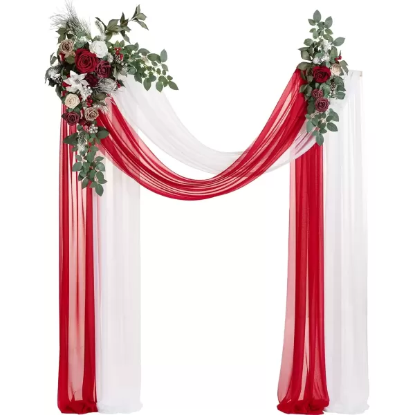 imageLings Moment Gold Christmas Artificial Wedding Arch Flowers Kit Pack of 4 2pcs Hanging Flower Arrangement 2pcs Chiffon Drapes Ceremony Reception Rose Arbor Backdrop Floral Party Outdoor DecorationsChampagne Christmas