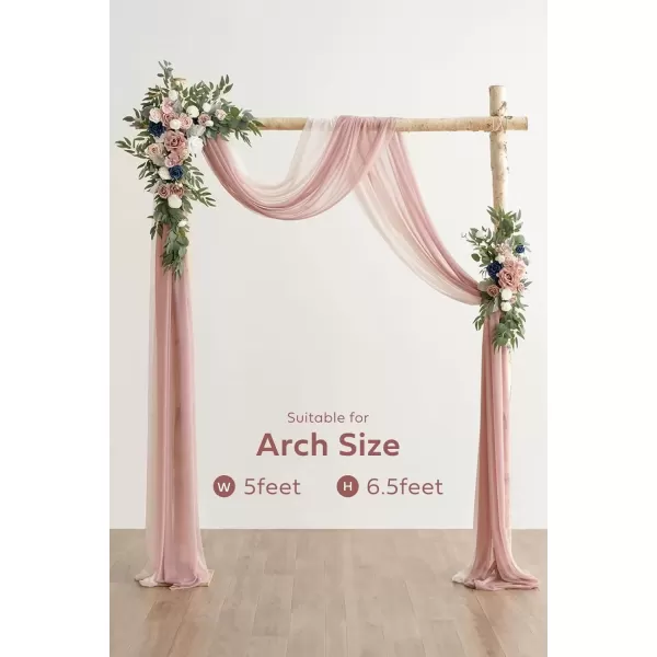 imageLings Moment Gold Christmas Artificial Wedding Arch Flowers Kit Pack of 4 2pcs Hanging Flower Arrangement 2pcs Chiffon Drapes Ceremony Reception Rose Arbor Backdrop Floral Party Outdoor DecorationsDusty Rose  Navy