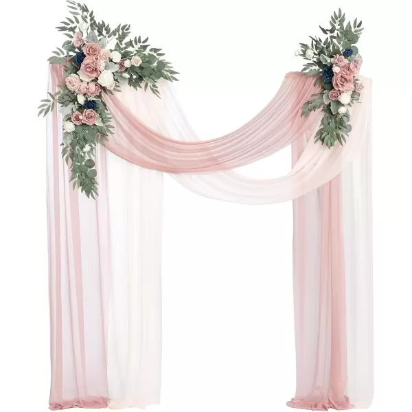 imageLings Moment Gold Christmas Artificial Wedding Arch Flowers Kit Pack of 4 2pcs Hanging Flower Arrangement 2pcs Chiffon Drapes Ceremony Reception Rose Arbor Backdrop Floral Party Outdoor DecorationsDusty Rose  Navy