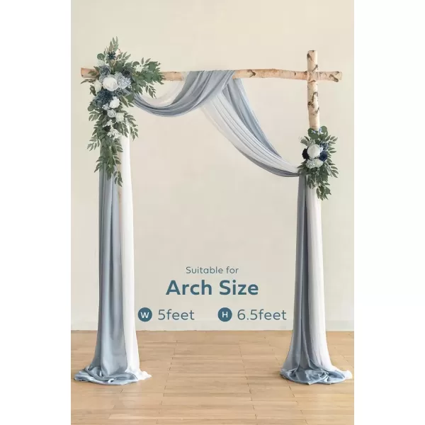 imageLings Moment Gold Christmas Artificial Wedding Arch Flowers Kit Pack of 4 2pcs Hanging Flower Arrangement 2pcs Chiffon Drapes Ceremony Reception Rose Arbor Backdrop Floral Party Outdoor DecorationsDusty Blue  Navy