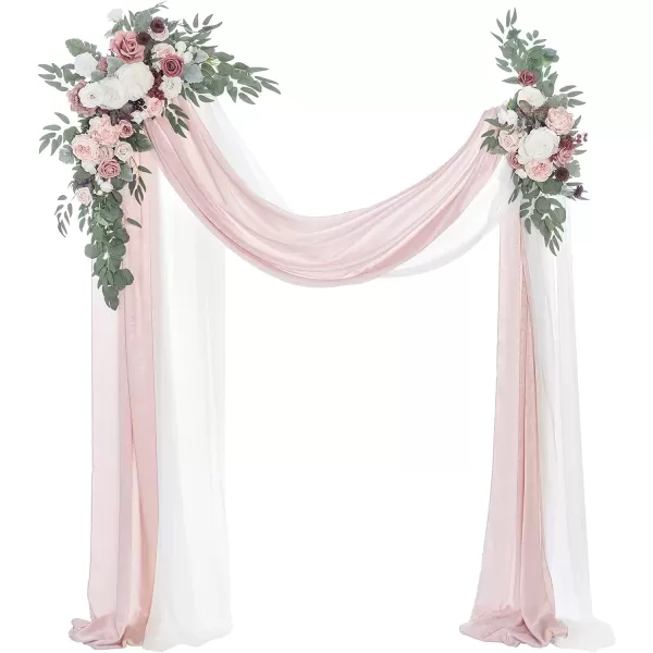 imageLings Moment Gold Christmas Artificial Wedding Arch Flowers Kit Pack of 4 2pcs Hanging Flower Arrangement 2pcs Chiffon Drapes Ceremony Reception Rose Arbor Backdrop Floral Party Outdoor DecorationsDusty Rose U0026 Mauve