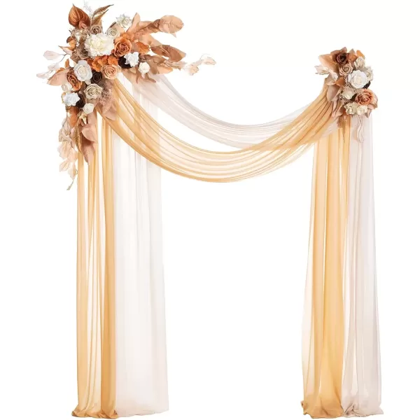 imageLings Moment Gold Christmas Artificial Wedding Arch Flowers Kit Pack of 4 2pcs Hanging Flower Arrangement 2pcs Chiffon Drapes Ceremony Reception Rose Arbor Backdrop Floral Party Outdoor DecorationsRust  Sepia