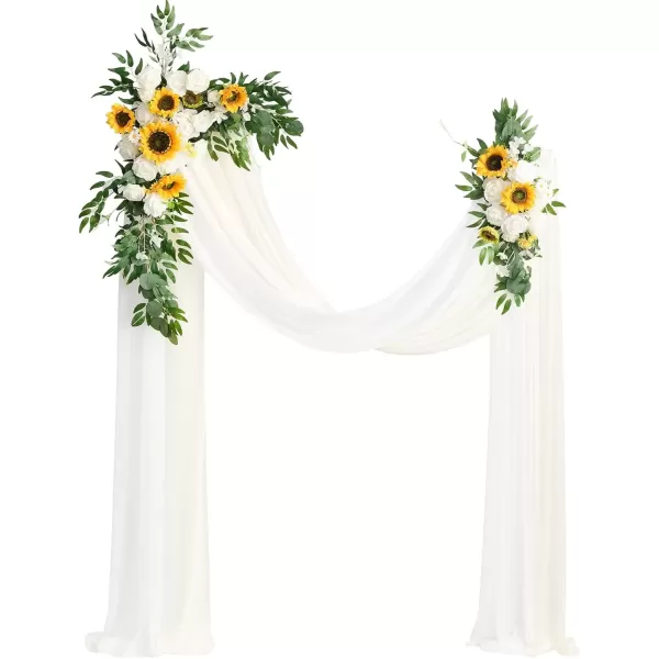 imageLings Moment Gold Christmas Artificial Wedding Arch Flowers Kit Pack of 4 2pcs Hanging Flower Arrangement 2pcs Chiffon Drapes Ceremony Reception Rose Arbor Backdrop Floral Party Outdoor DecorationsSunflower New