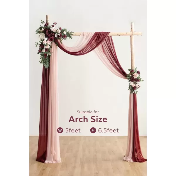 imageLings Moment Gold Christmas Artificial Wedding Arch Flowers Kit Pack of 4 2pcs Hanging Flower Arrangement 2pcs Chiffon Drapes Ceremony Reception Rose Arbor Backdrop Floral Party Outdoor DecorationsMarsala  Blush 01