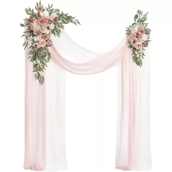 imageLings Moment Gold Christmas Artificial Wedding Arch Flowers Kit Pack of 4 2pcs Hanging Flower Arrangement 2pcs Chiffon Drapes Ceremony Reception Rose Arbor Backdrop Floral Party Outdoor DecorationsDusty Rose  Cream New