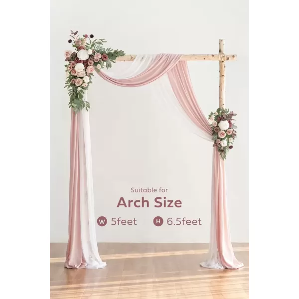 imageLings Moment Gold Christmas Artificial Wedding Arch Flowers Kit Pack of 4 2pcs Hanging Flower Arrangement 2pcs Chiffon Drapes Ceremony Reception Rose Arbor Backdrop Floral Party Outdoor DecorationsDusty Rose U0026 Mauve