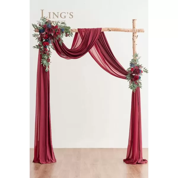 imageLings Moment Gold Christmas Artificial Wedding Arch Flowers Kit Pack of 4 2pcs Hanging Flower Arrangement 2pcs Chiffon Drapes Ceremony Reception Rose Arbor Backdrop Floral Party Outdoor DecorationsBurgundy  Navy