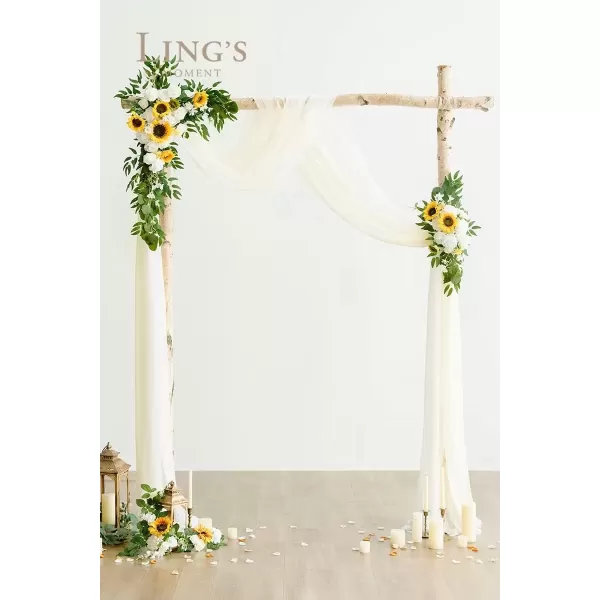 imageLings Moment Gold Christmas Artificial Wedding Arch Flowers Kit Pack of 4 2pcs Hanging Flower Arrangement 2pcs Chiffon Drapes Ceremony Reception Rose Arbor Backdrop Floral Party Outdoor DecorationsSunflower New