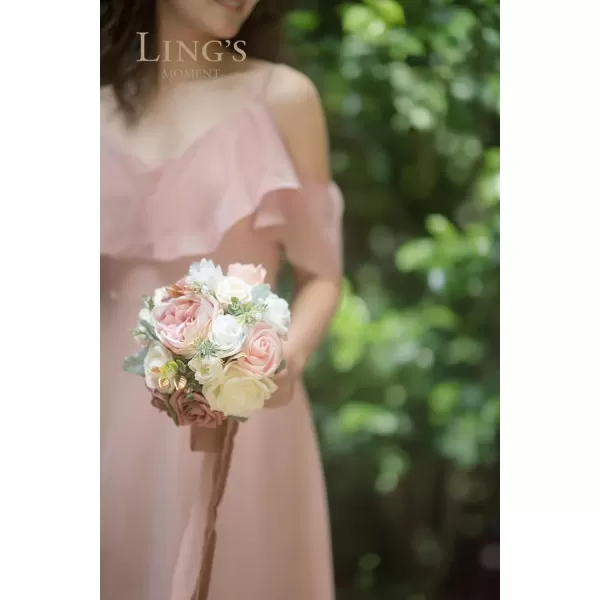 imageLings Moment Orange ampamp Lilac Bridesmaid Bouquet Set of 4 Wedding Bouquets for Bridesmaids 7 Inch Bridal Bouquets for Bridesmaids Wedding Ceremony Anniversary etcPkdusty Rose  Cream