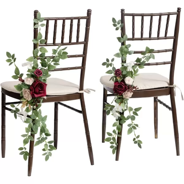 imageLings Moment Wedding Chair Decorations Aisle Pew Artificial Flowers Greenery 8 Pcs Ceremony Reception Church Rose Floral Faux Arrangement Head Table Party Door Outdoor DecorMarsala  Blushnot Included Drapes