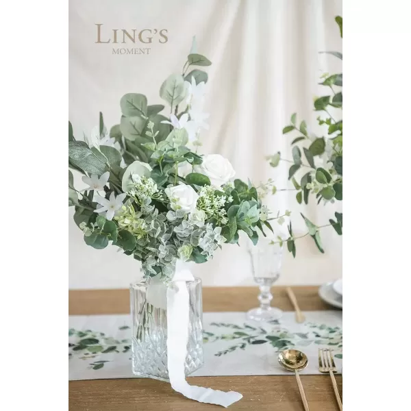 imageLings Moment Artificial Plants 3Eucalyptus leaves Branches Bouquets18Pcs 175quotTall Hanging Fake Greenery Filler wStems Realistic Texture Decor for Wedding Table Centerpieces OutdoorRoomOffice