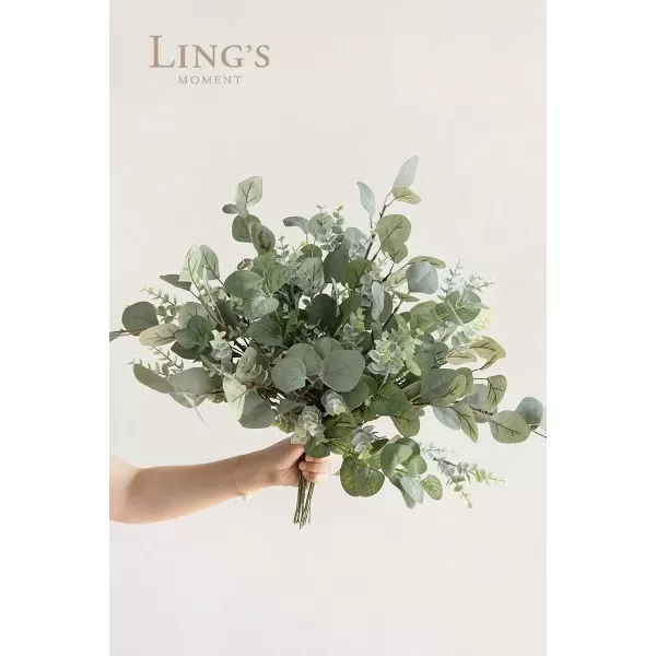 imageLings Moment Artificial Plants 3Eucalyptus leaves Branches Bouquets18Pcs 175quotTall Hanging Fake Greenery Filler wStems Realistic Texture Decor for Wedding Table Centerpieces OutdoorRoomOffice