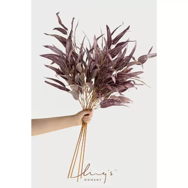 imageLings Moment Artificial Plants Salix Leaves Branches4Pcs 175quotTall Sage Green Fake Willow Greenery Filler Decor wStems Lifelike Texture Plant Decor for Wedding BouquetsTable Centerpieces OfficePrdusky Purple