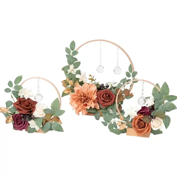 imageLings Moment Blush Pink Artificial Flowers Crystal Hoop Wreath Centerpieces for Sweetheart Table Head Table Ceremony Reception Decorations Assembled Set of 3Terracotta