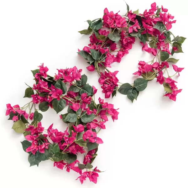 imageLings Moment Bougainvillea Artificial Flowers Greenery Garland 55ft 2pcs Fake Vines Real Touch Silk Hot Pink Wreaths for Front Door Outside Centerpieces Wedding Arch Floral Arrangements