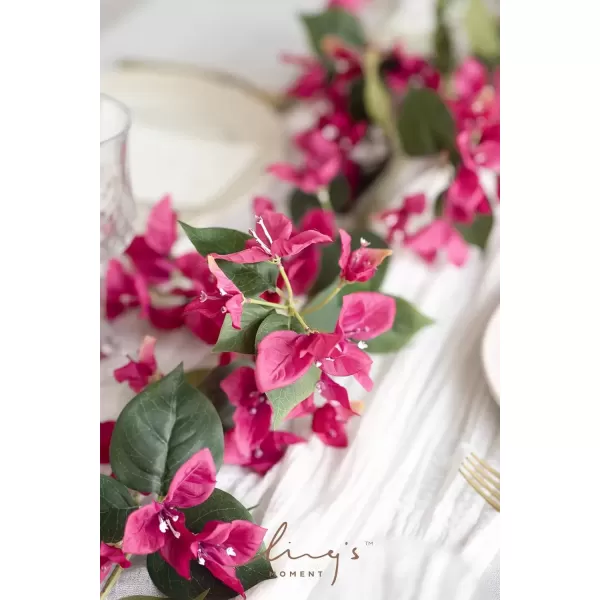 imageLings Moment Bougainvillea Artificial Flowers Greenery Garland 55ft 2pcs Fake Vines Real Touch Silk Hot Pink Wreaths for Front Door Outside Centerpieces Wedding Arch Floral Arrangements