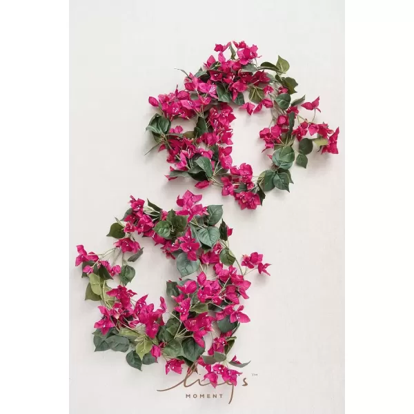 imageLings Moment Bougainvillea Artificial Flowers Greenery Garland 55ft 2pcs Fake Vines Real Touch Silk Hot Pink Wreaths for Front Door Outside Centerpieces Wedding Arch Floral Arrangements