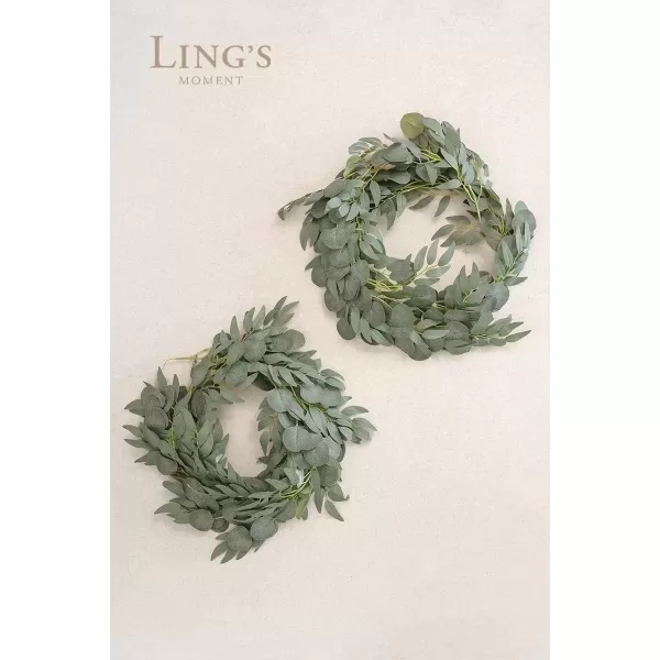 imageLings Moment Eucalyptus Flower Greenery Garland with Willow Leaves 2pcs 59ft Hanging Italian Ruscus Vines Rustic Wreath Swags for Table Centerpieces Wedding Arch Decor Marsala FlowersDusty Green Eucalyptus and Willow Garland