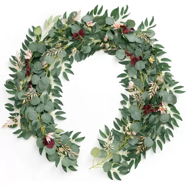 Eucalyptus and Willow Garland & Marsala Flowers