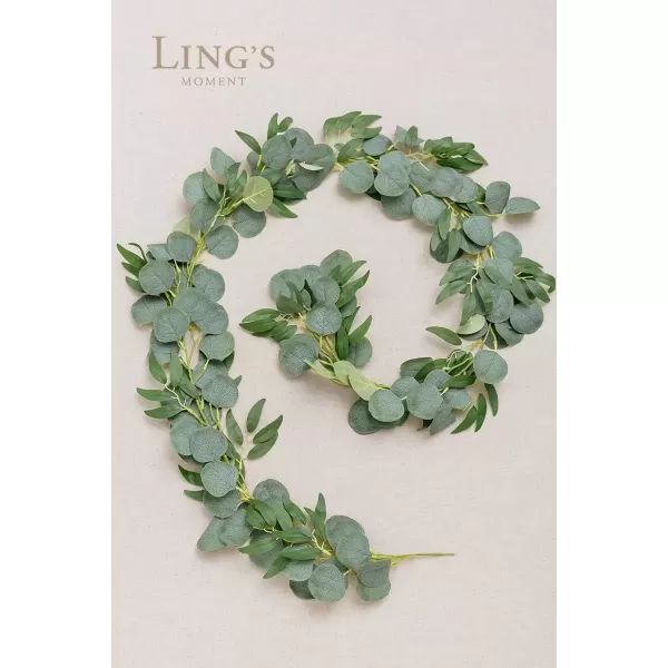 imageLings Moment Eucalyptus Flower Greenery Garland with Willow Leaves 2pcs 59ft Hanging Italian Ruscus Vines Rustic Wreath Swags for Table Centerpieces Wedding Arch Decor Marsala FlowersSage Green Eucalyptus and Willow Garland