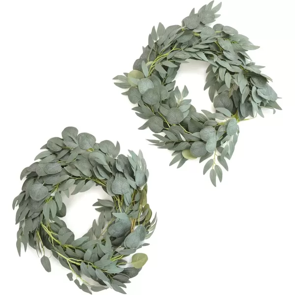 imageLings Moment Eucalyptus Flower Greenery Garland with Willow Leaves 2pcs 59ft Hanging Italian Ruscus Vines Rustic Wreath Swags for Table Centerpieces Wedding Arch Decor Marsala FlowersDusty Green Eucalyptus and Willow Garland