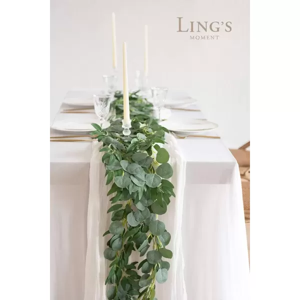 imageLings Moment Eucalyptus Flower Greenery Garland with Willow Leaves 2pcs 59ft Hanging Italian Ruscus Vines Rustic Wreath Swags for Table Centerpieces Wedding Arch Decor Marsala FlowersSage Green Eucalyptus and Willow Garland