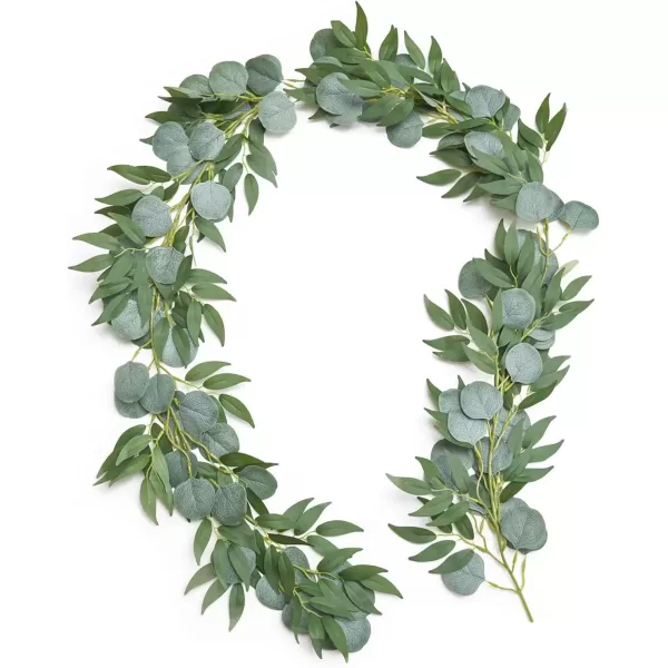 imageLings Moment Eucalyptus Flower Greenery Garland with Willow Leaves 2pcs 59ft Hanging Italian Ruscus Vines Rustic Wreath Swags for Table Centerpieces Wedding Arch Decor Marsala FlowersSage Green Eucalyptus and Willow Garland