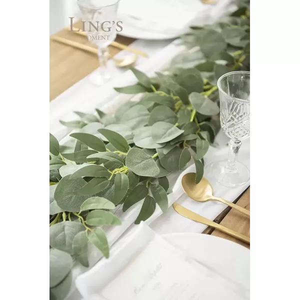 imageLings Moment Eucalyptus Flower Greenery Garland with Willow Leaves 2pcs 59ft Hanging Italian Ruscus Vines Rustic Wreath Swags for Table Centerpieces Wedding Arch Decor Marsala FlowersSage Green Eucalyptus and Willow Garland