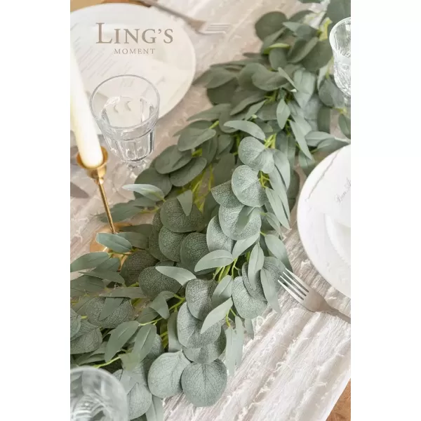 imageLings Moment Eucalyptus Flower Greenery Garland with Willow Leaves 2pcs 59ft Hanging Italian Ruscus Vines Rustic Wreath Swags for Table Centerpieces Wedding Arch Decor Marsala FlowersDusty Green Eucalyptus and Willow Garland