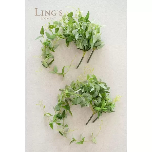 imageLings moment Artificial Clematis Hanging Bush 4pcs Filler Vines Fake Greenery Garland for Wedding BouquetBackdropArch and Home DecorationLight Green