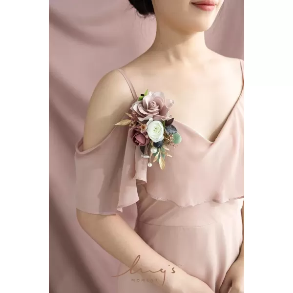 imageLings Moment 2pcs Homecoming Wedding WristShoulder Corsage Artificial Flower GirlMother Prom Corsage Wristlet Dcor etc Black Gothic BurgundyPkdusty Rose  Ranunculus