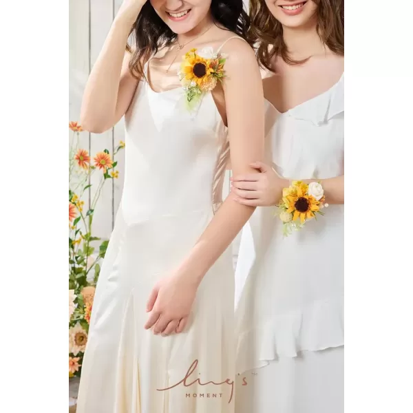 imageLings Moment 2pcs Homecoming Wedding WristShoulder Corsage Artificial Flower GirlMother Prom Corsage Wristlet Dcor etc Black Gothic BurgundySunsunflower  Yellow