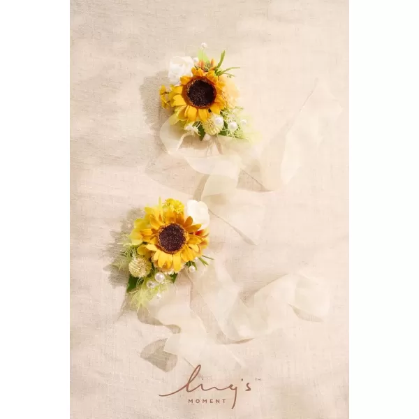 imageLings Moment 2pcs Homecoming Wedding WristShoulder Corsage Artificial Flower GirlMother Prom Corsage Wristlet Dcor etc Black Gothic BurgundySunsunflower  Yellow