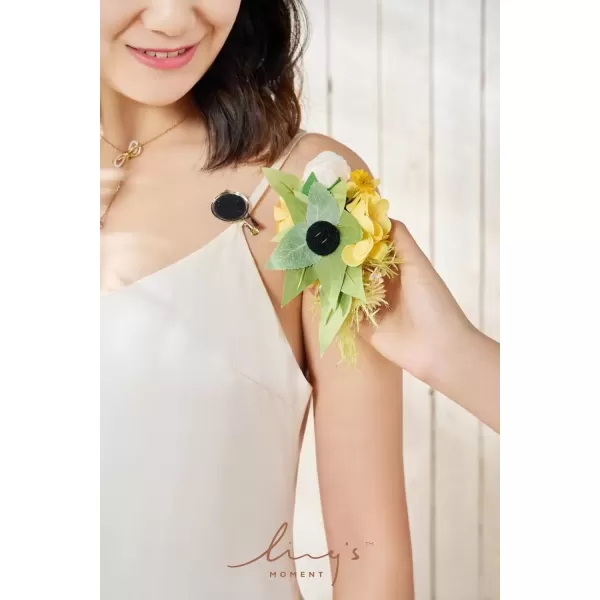 imageLings Moment 2pcs Homecoming Wedding WristShoulder Corsage Artificial Flower GirlMother Prom Corsage Wristlet Dcor etc Black Gothic BurgundySunsunflower  Yellow