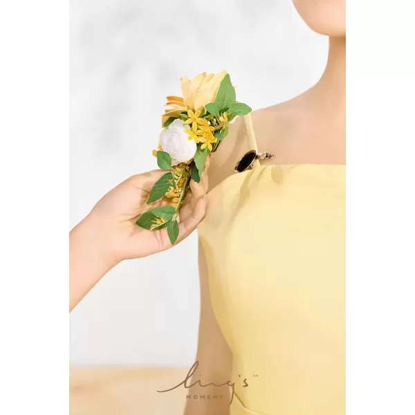 imageLings Moment 2pcs Homecoming Wedding WristShoulder Corsage Artificial Flower GirlMother Prom Corsage Wristlet Dcor etc Black Gothic BurgundyYlwyellow  White