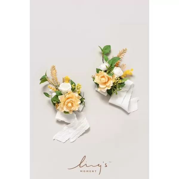 imageLings Moment 2pcs Homecoming Wedding WristShoulder Corsage Artificial Flower GirlMother Prom Corsage Wristlet Dcor etc Black Gothic BurgundyYlwyellow  White
