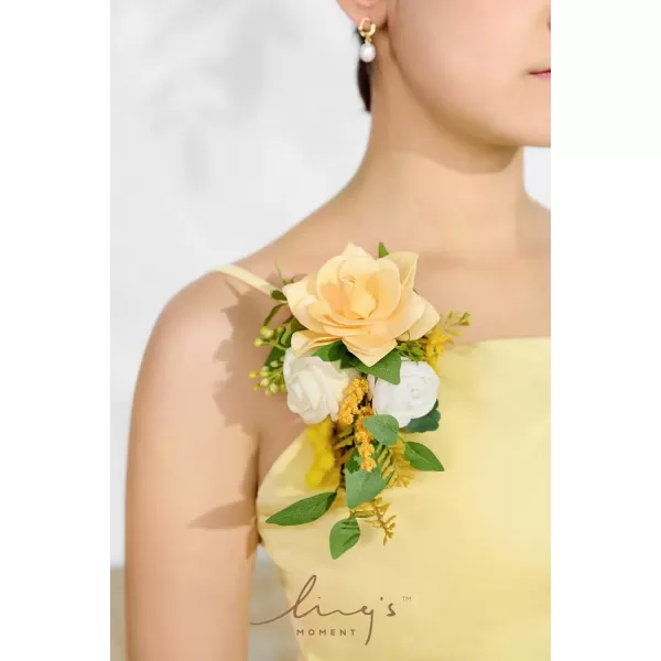 imageLings Moment 2pcs Homecoming Wedding WristShoulder Corsage Artificial Flower GirlMother Prom Corsage Wristlet Dcor etc Black Gothic BurgundyYlwyellow  White