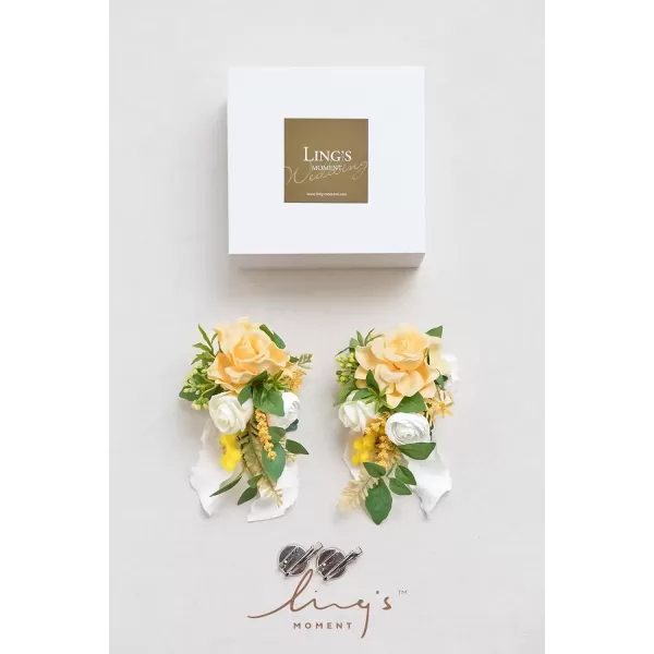 imageLings Moment 2pcs Homecoming Wedding WristShoulder Corsage Artificial Flower GirlMother Prom Corsage Wristlet Dcor etc Black Gothic BurgundyYlwyellow  White
