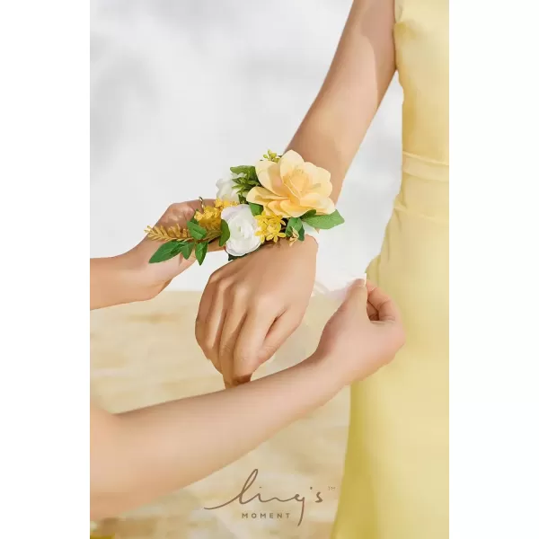 imageLings Moment 2pcs Homecoming Wedding WristShoulder Corsage Artificial Flower GirlMother Prom Corsage Wristlet Dcor etc Black Gothic BurgundyYlwyellow  White