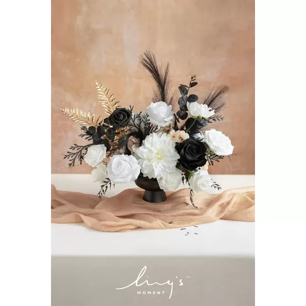 imageLings Moment Caly Aster ampamp Nude Artificial Flowers and Greenery Deluxe Combo Box Set Fake Flower for DIY Wedding Bridal Bouquet Centerpieces Decor Floral Arrangement Decor etcA2white  Black  Golden