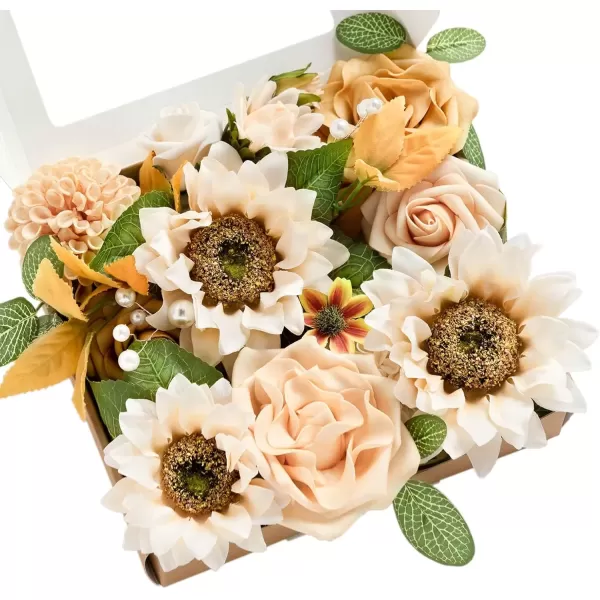 imageLings Moment Caly Aster ampamp Nude Artificial Flowers and Greenery Deluxe Combo Box Set Fake Flower for DIY Wedding Bridal Bouquet Centerpieces Decor Floral Arrangement Decor etcA4peach  Sunflower