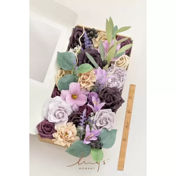 imageLings Moment Caly Aster ampamp Nude Artificial Flowers and Greenery Deluxe Combo Box Set Fake Flower for DIY Wedding Bridal Bouquet Centerpieces Decor Floral Arrangement Decor etcC1lavender  Plum