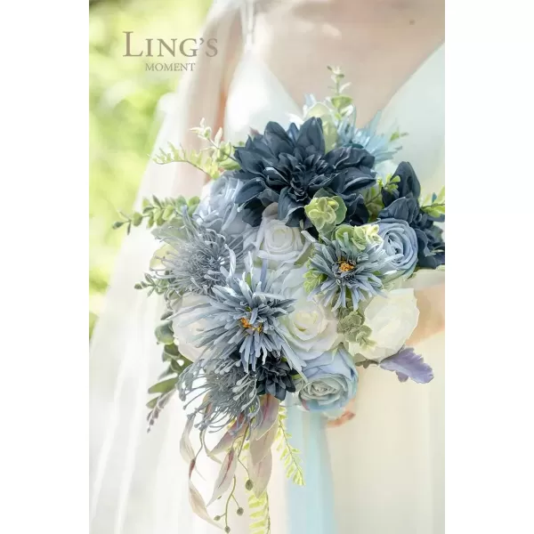 imageLings Moment Caly Aster ampamp Nude Artificial Flowers and Greenery Deluxe Combo Box Set Fake Flower for DIY Wedding Bridal Bouquet Centerpieces Decor Floral Arrangement Decor etcB1dusty Blue  Navy