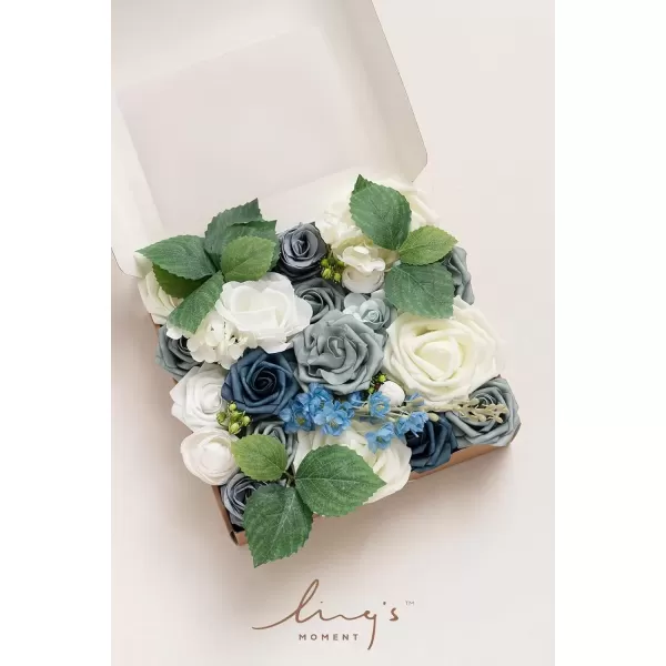 imageLings Moment Caly Aster ampamp Nude Artificial Flowers and Greenery Deluxe Combo Box Set Fake Flower for DIY Wedding Bridal Bouquet Centerpieces Decor Floral Arrangement Decor etcB2dusty Blue  Ivory