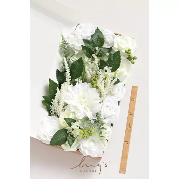 imageLings Moment Caly Aster ampamp Nude Artificial Flowers and Greenery Deluxe Combo Box Set Fake Flower for DIY Wedding Bridal Bouquet Centerpieces Decor Floral Arrangement Decor etcA1white  Olive Green