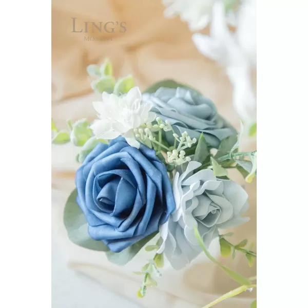 imageLings Moment Caly Aster ampamp Nude Artificial Flowers and Greenery Deluxe Combo Box Set Fake Flower for DIY Wedding Bridal Bouquet Centerpieces Decor Floral Arrangement Decor etcB1dusty Blue  Navy  Ivory