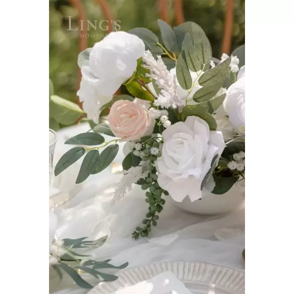 imageLings Moment Caly Aster ampamp Nude Artificial Flowers and Greenery Deluxe Combo Box Set Fake Flower for DIY Wedding Bridal Bouquet Centerpieces Decor Floral Arrangement Decor etcA1white  Blush