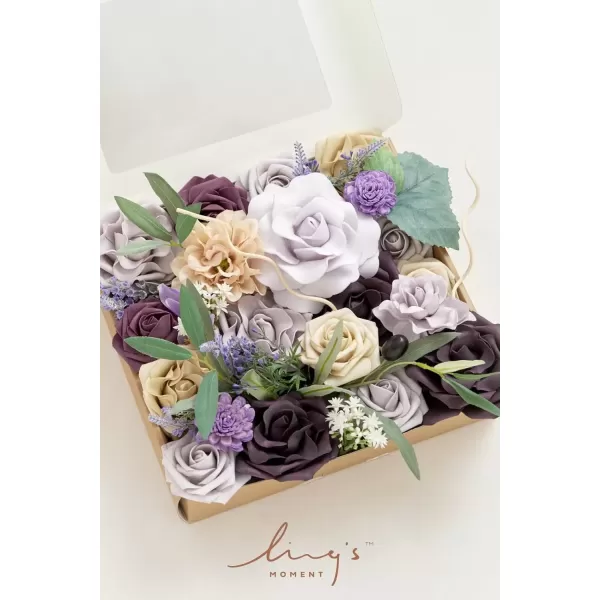 imageLings Moment Caly Aster ampamp Nude Artificial Flowers and Greenery Deluxe Combo Box Set Fake Flower for DIY Wedding Bridal Bouquet Centerpieces Decor Floral Arrangement Decor etcC1lavender  Plum