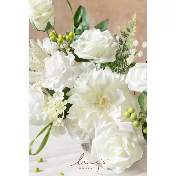 imageLings Moment Caly Aster ampamp Nude Artificial Flowers and Greenery Deluxe Combo Box Set Fake Flower for DIY Wedding Bridal Bouquet Centerpieces Decor Floral Arrangement Decor etcA1white  Olive Green