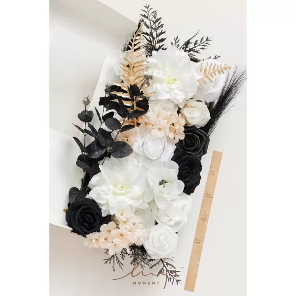 imageLings Moment Caly Aster ampamp Nude Artificial Flowers and Greenery Deluxe Combo Box Set Fake Flower for DIY Wedding Bridal Bouquet Centerpieces Decor Floral Arrangement Decor etcA2white  Black  Golden